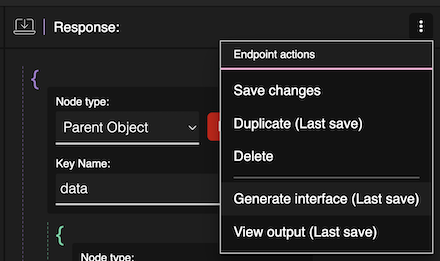 Endpoints action menu with View Output highlighted
