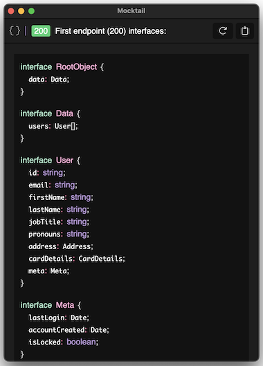 Window with example output